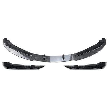 Front Bumper Spoiler Lip+Side Trim For BMW 3Series E90 4-Door Sedan Carbon Black