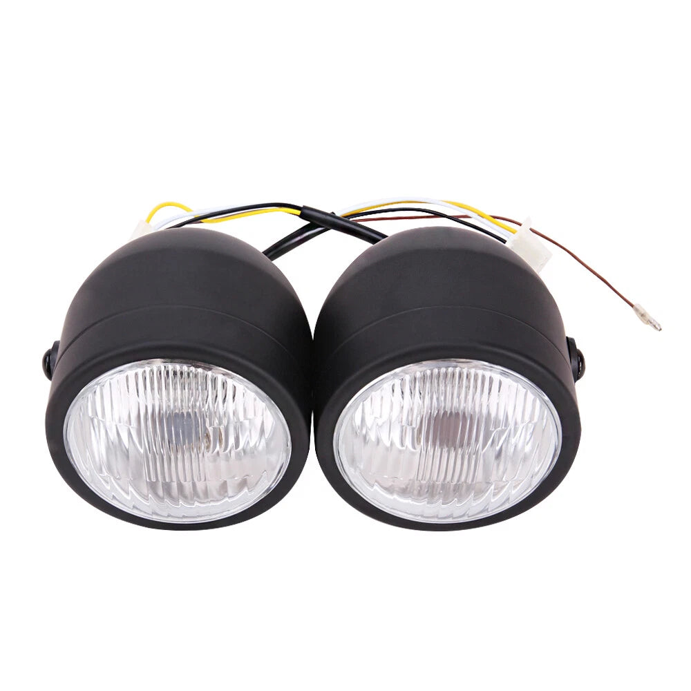 Motorcycle Twin Headlight Dual Light For Harley Street Cafe Racer Old School