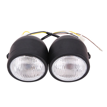 Motorcycle Twin Headlight Dual Light For Harley Street Cafe Racer Old School