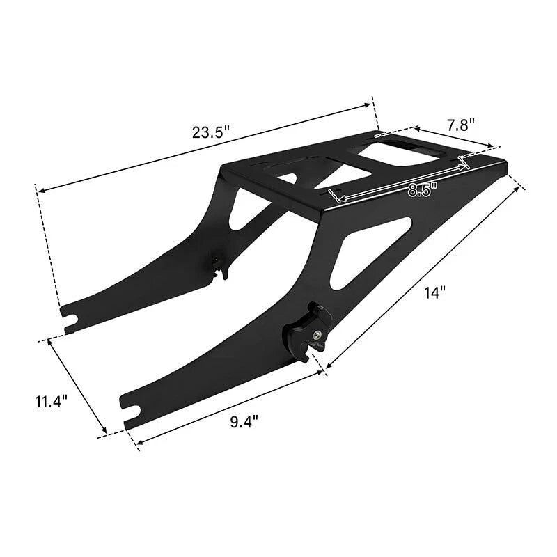 Black Chopped Trunk Mount Rack Backrest Pad Fit For Harley Fat Boy Deluxe 08-16