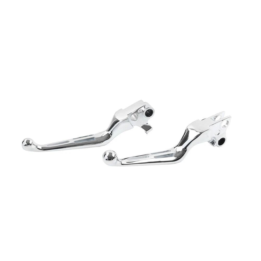Brake Lever Set Slotted Clutch Levers Fit For Harley Davidson 1996-2017 Chrome