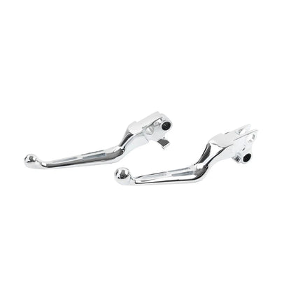 Brake Lever Set Slotted Clutch Levers Fit For Harley Davidson 1996-2017 Chrome