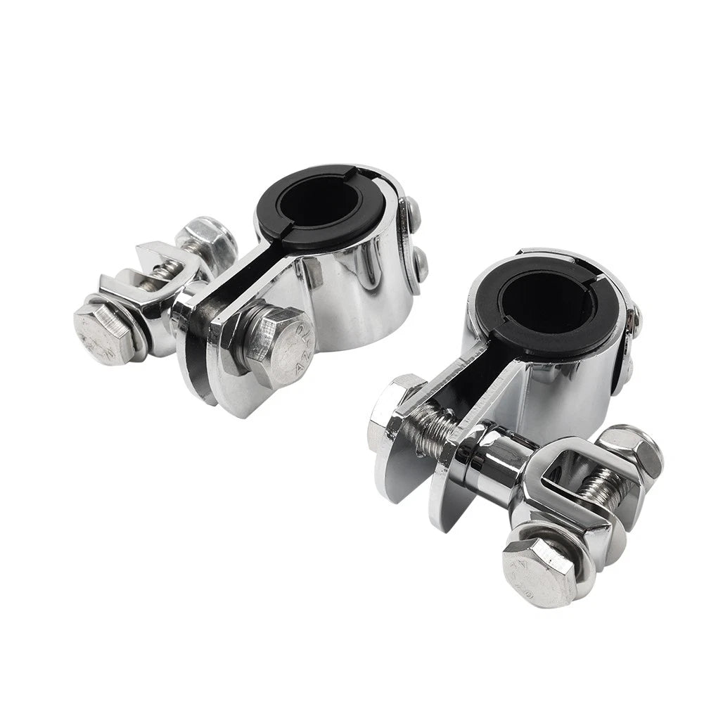 US 1" 1.25" Highway Bar Foot Pegs Mount Clamps Bracket Set For Harley Chrome