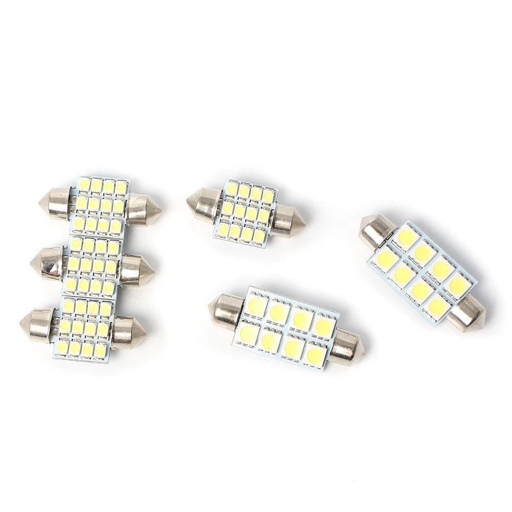 14 Pcs White LED Interior Package Kit For T10 5SMD Map Dome License Plate Light