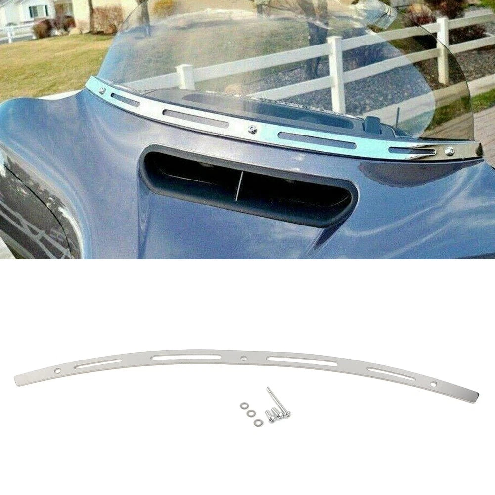 Chrome Slotted Batwing Windshield Mounding Trim For Harley Touring FLHT 14-19