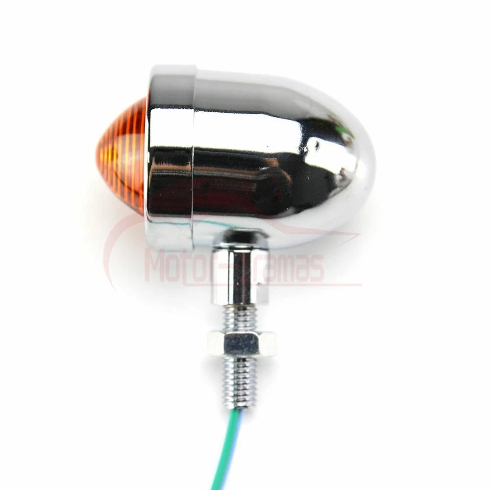 2x Chrome Motorcycle Bullet Turn Signal Amber Light Indicators Blinker Universal