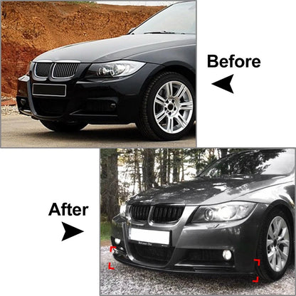Front Bumper Spoiler Lip+Side Splitter Cover Trim For BMW 3 Series E90 Carbon