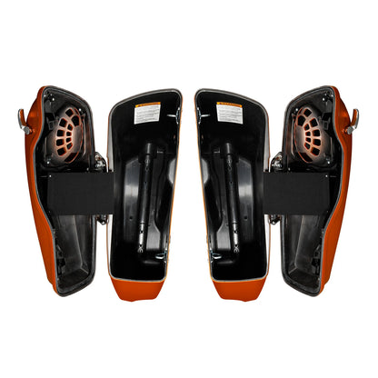 4"Stretched Saddlebags For Harley Street Glide 14-23 Scorched Orange/Black Denim