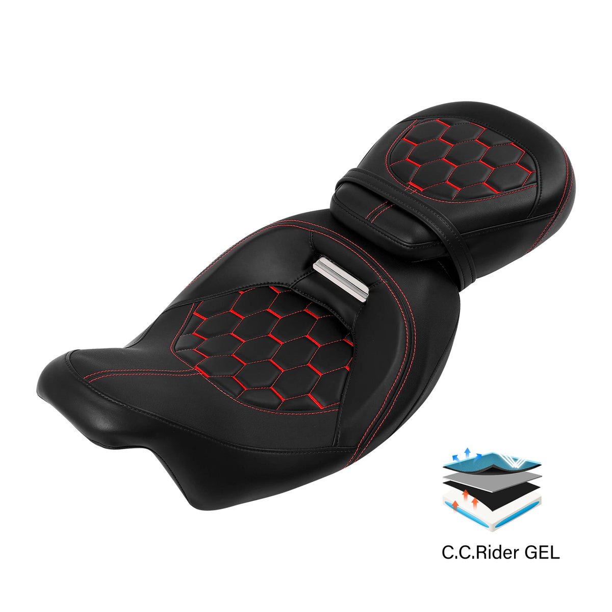 Driver Passenger Gel Seat Fit For Harley Touring Street Glide 2009-2023 22 Black