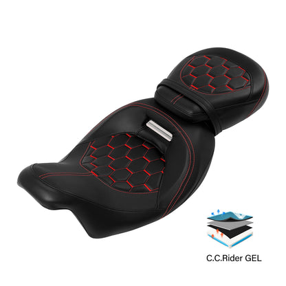 Driver Passenger Gel Seat Fit For Harley Touring Street Glide 2009-2023 22 Black