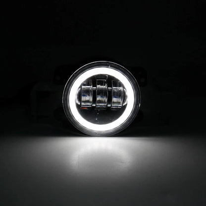Pair 4" Inch Round LED Halo Fog Lights White DRL Lamp For Jeep Wrangler JK TJ LJ