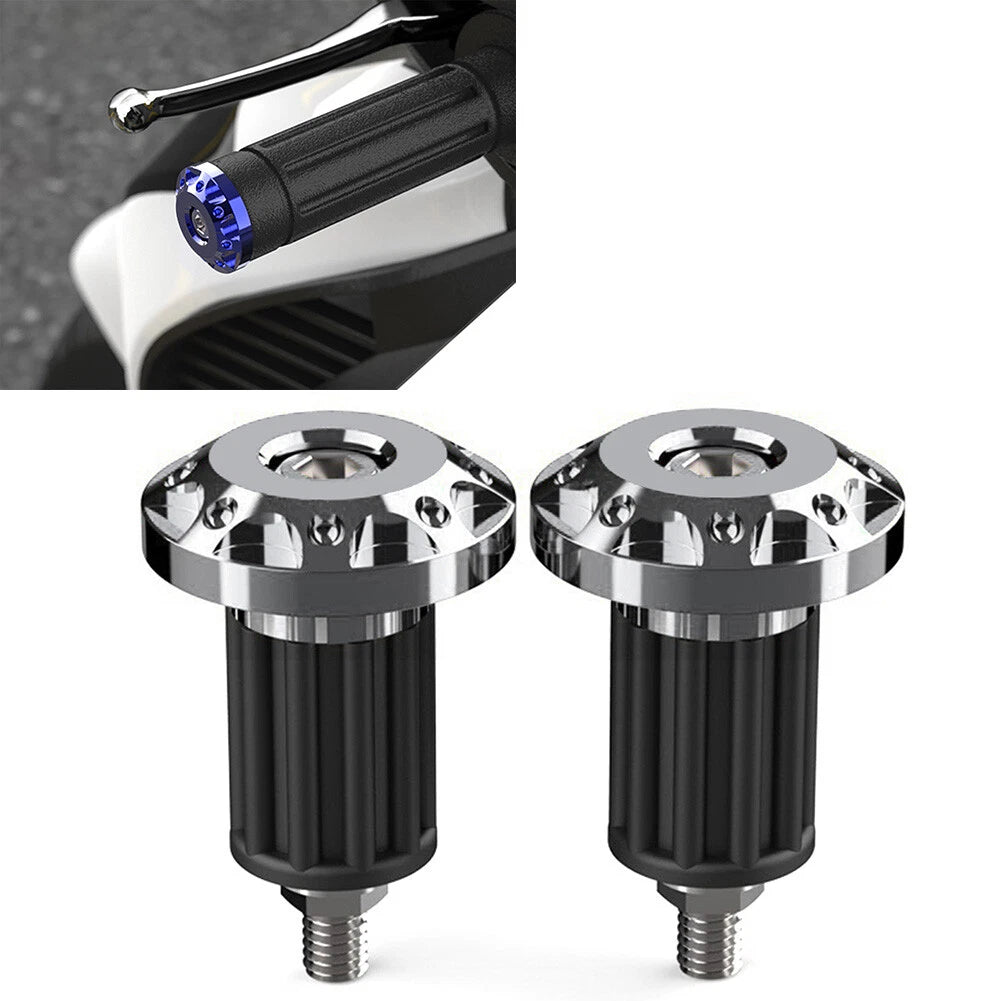 2x 7/8'' Motor Dirt Bike Handlebar Grips Handle Bar End Cap Plugs Slider Silver