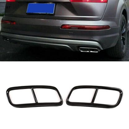 Rear Exhaust Muffler Tail Pipe Cover Trim For Audi Q7 2016-19 Black Stainless US