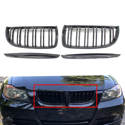 Dual Slat Front Kidney Grille For BMW 3-Series E90 2005-2008 For E91 Wagon 06-08