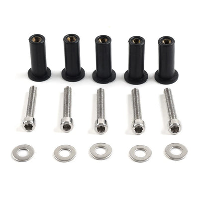 5pcs Windshield Bolts Screws Nut Kit For Harley Road Glide Motorcycle Chrome