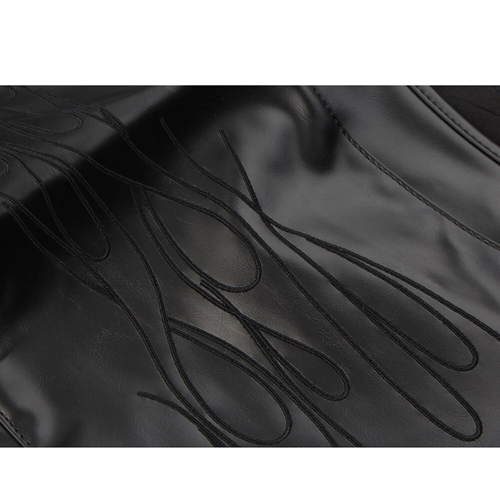 Flame Rear Trike Fender Bra Fit Harley Tri Glide Ultra Classic Black PU Leather