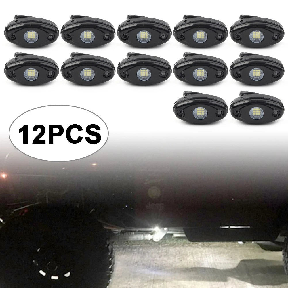 12 Pcs White LED Rock Light for JEEP Truck ATV SUV Trail Rig Bar Lamp