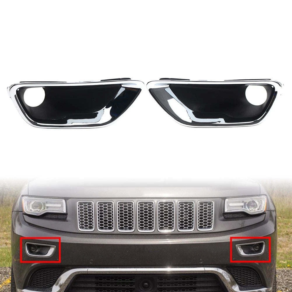 1 Pair Fog Light Lamp Cover Bezel Chrome Trim For Jeep Grand Cherokee 2017-2021