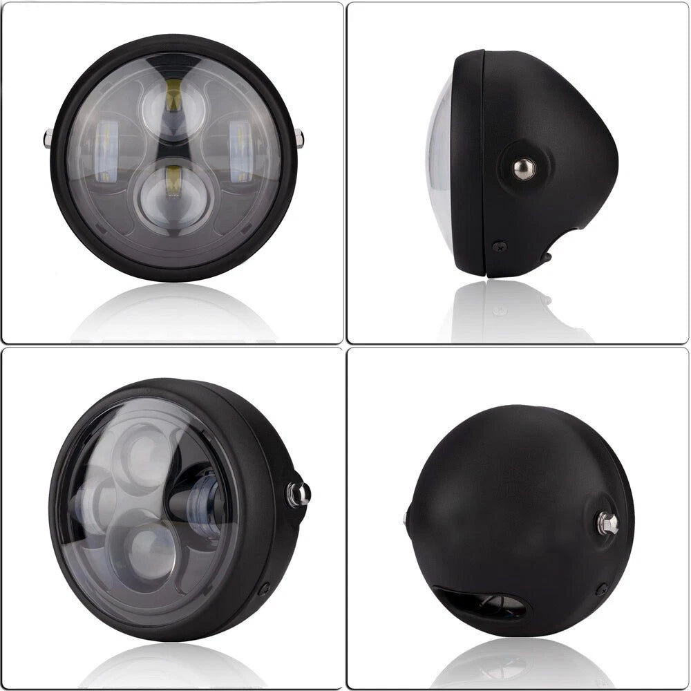 6.5'' Universal Motorcycle LED Headlight W/ Bracket For Harley Bobber Cafe Racer