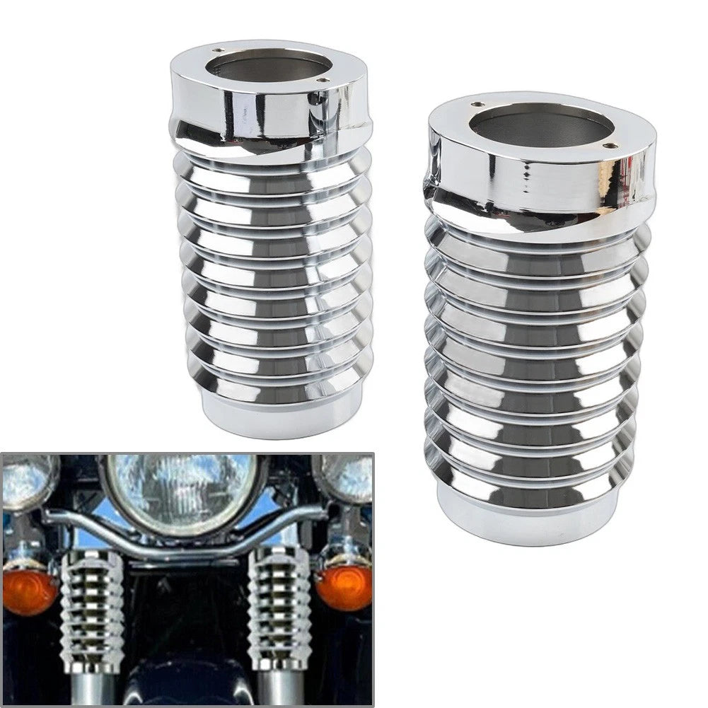 Retro Fork Boot Slider Covers Chrome Fit Harley Tour Road Street Tri Glide FLHR