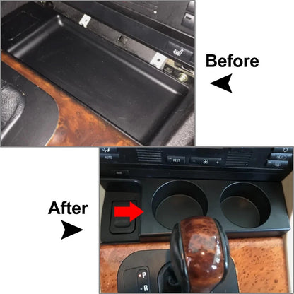 Center Console Double Cup Holder Organizer Black For BMW 525i 528i 530i 540i M5