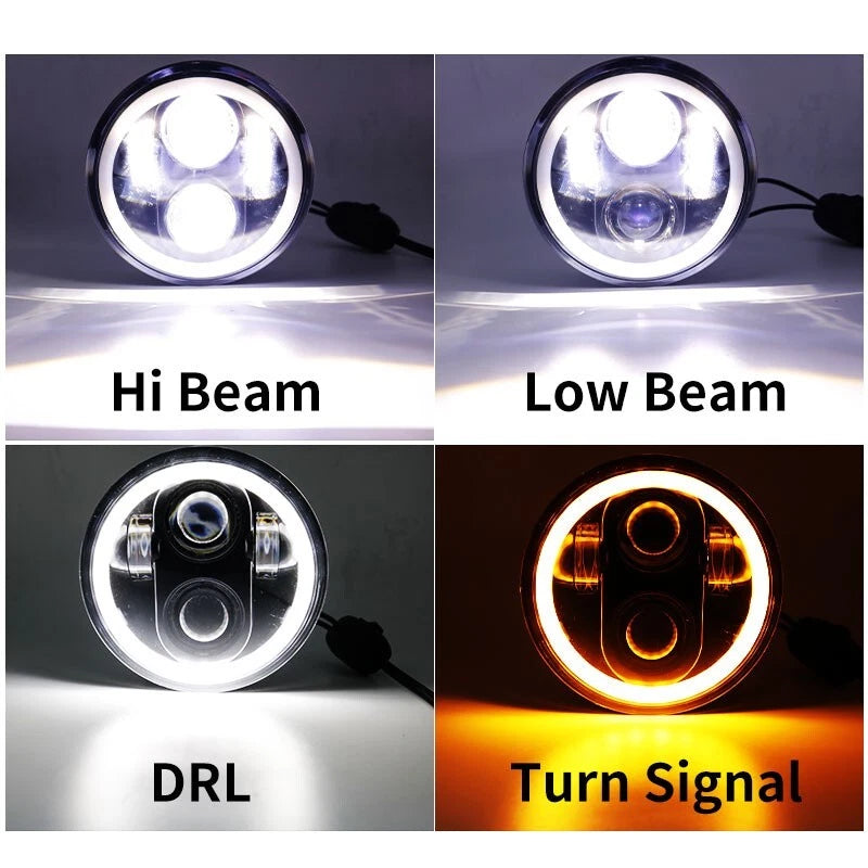 5-3/4 5.75 inch Round LED Headlight Halo Car Motorcycle DRL for Harley Dyna