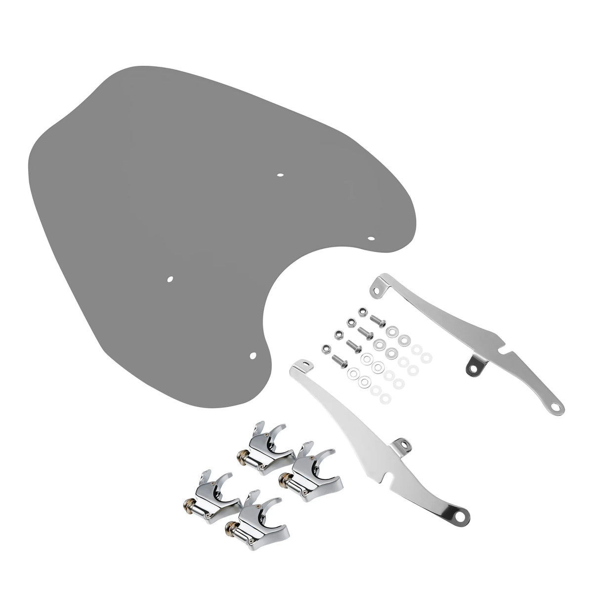 Smoke Windshield Windscreen & 49MM Quick Clamps For Harley FXBB FXBR FXBRS 18-Up