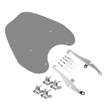 Smoke Windshield Windscreen & 49MM Quick Clamps For Harley FXBB FXBR FXBRS 18-Up