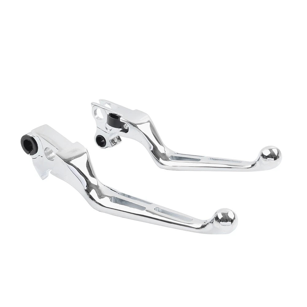Brake Lever Set Slotted Clutch Levers Fit For Harley Davidson 1996-2017 Chrome