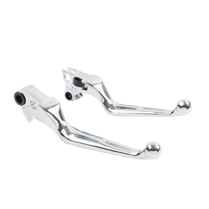 Brake Lever Set Slotted Clutch Levers Fit For Harley Davidson 1996-2017 Chrome