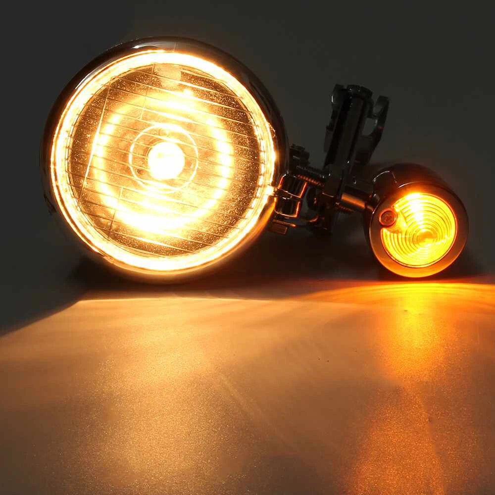 Driving Passing Lamp Spot Light Bar Bracket w/ Turn Signal For Motorcycle Harley