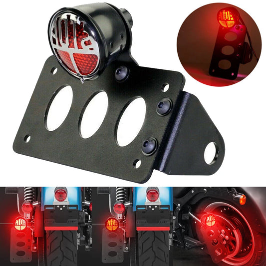 Motorcycle Tail Brake Light Side Mount W/License Plate Holder Bracket For Harley