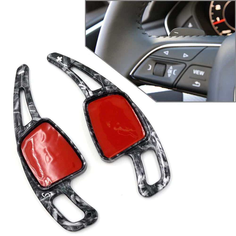 Pair Steering Wheel Shift Paddle Shifter Extension Carbon For Audi A3 A4 A5 S3