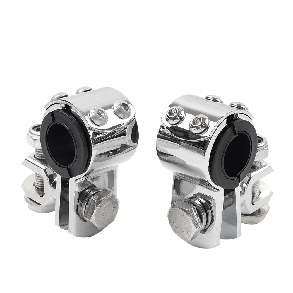 US 1" 1.25" Highway Bar Foot Pegs Mount Clamps Bracket Set For Harley Chrome