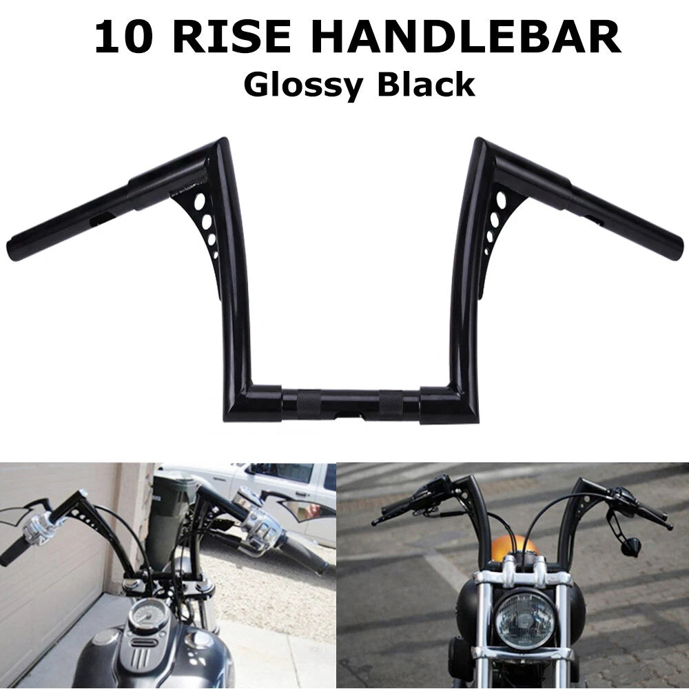 Black Custom 10" Rise Ape Hangers 1'' Handlebar For Harley FLST FXST Sportster