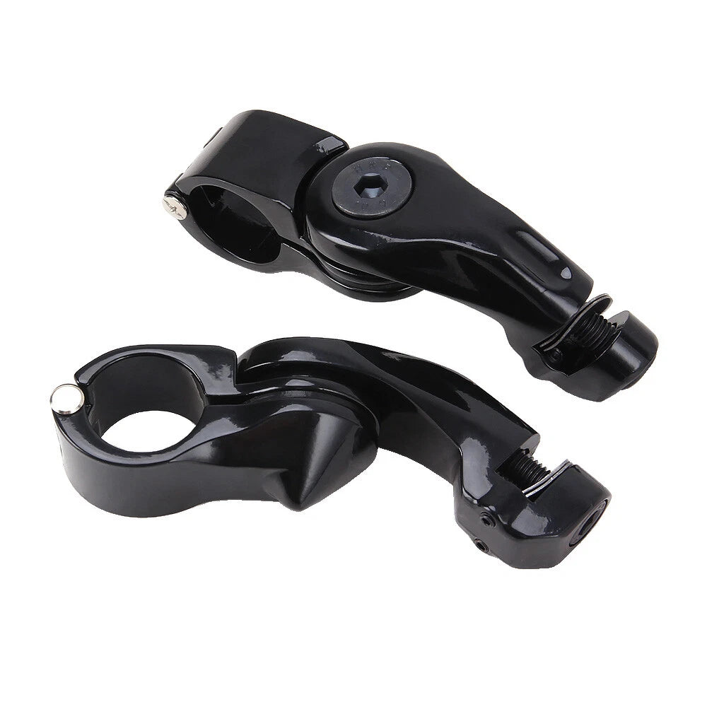 1-1/4" Black Highway Engine Guard Short Angled Foot Pegs Mount Clamp For Harley
