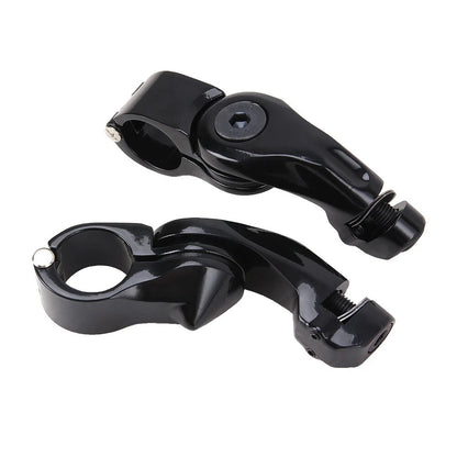 1-1/4" Black Highway Engine Guard Short Angled Foot Pegs Mount Clamp For Harley