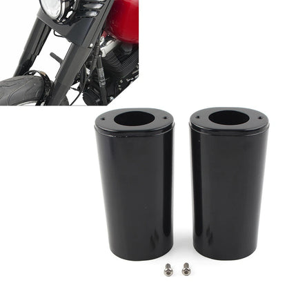 Pair 6.5" Fork Slider Covers Cowbell Black For Harley Touring FL 1984-2012 2013