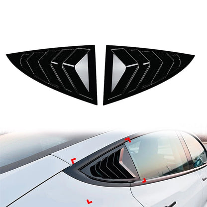 Rear Window Louver Shutter Cover Trim For Tesla Model 3 2024-2025 Glossy Black