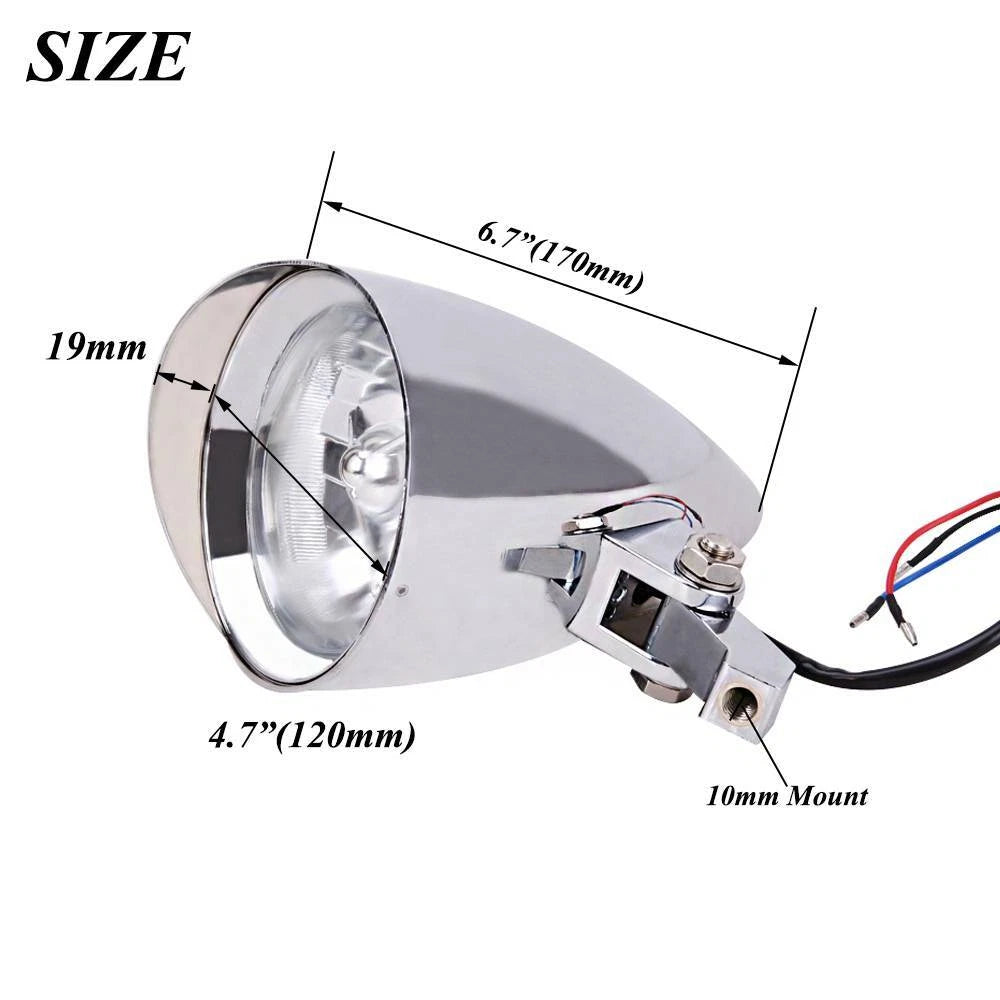 Motorcycle Chrome Aluminum Bullet Headlight Lamp Fit For Harley Bobber Chopper
