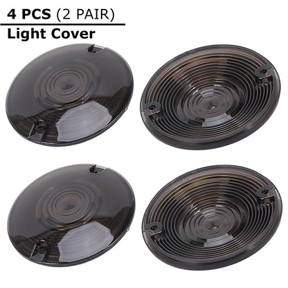 4PCS Motorcycle Turn Signal Light Smoked Lens Covers For Harley Touring Softail