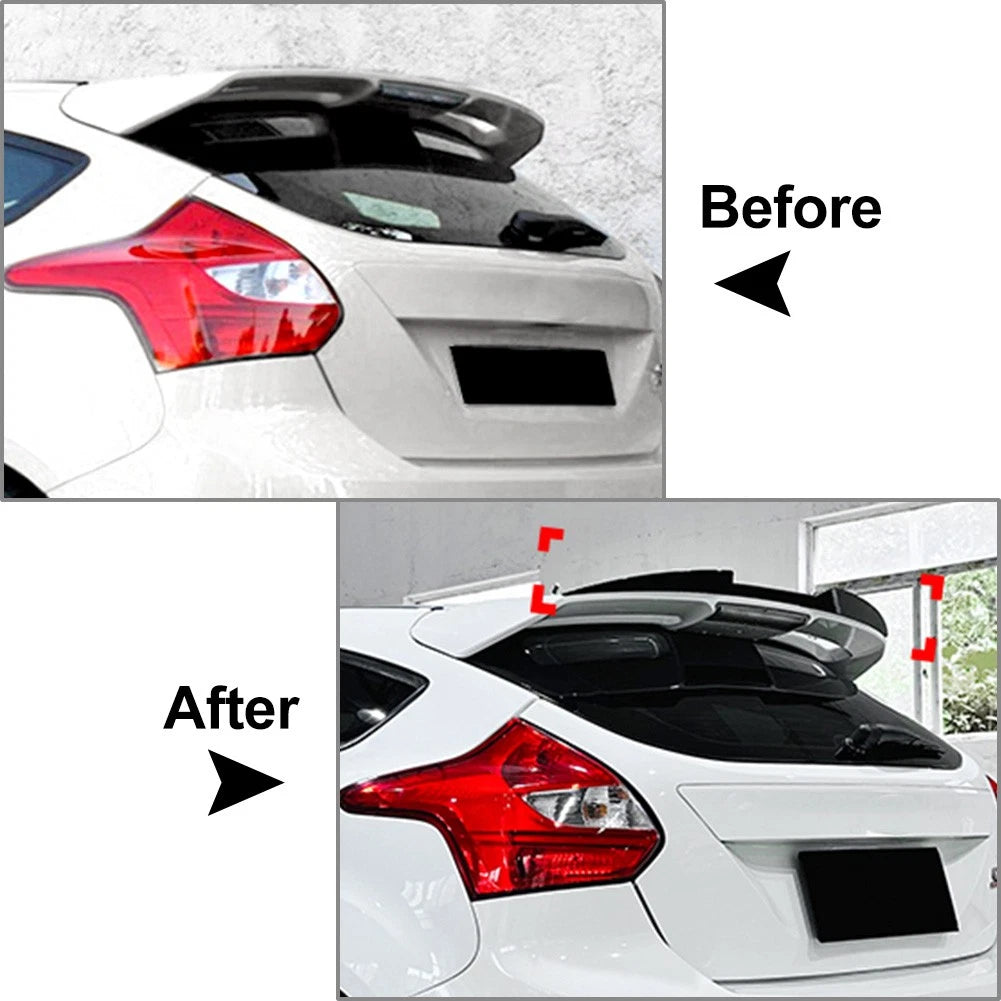 Carbon Fiber Look Rear Roof Trunk Spoiler Lip For Ford Focus MK3 MK3.5 2011-2017