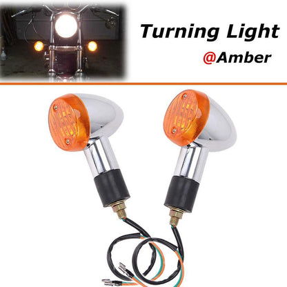 2x Motorcycle Amber Chrome Front Rear Bullet Turn Signal Indicator Light Blinker