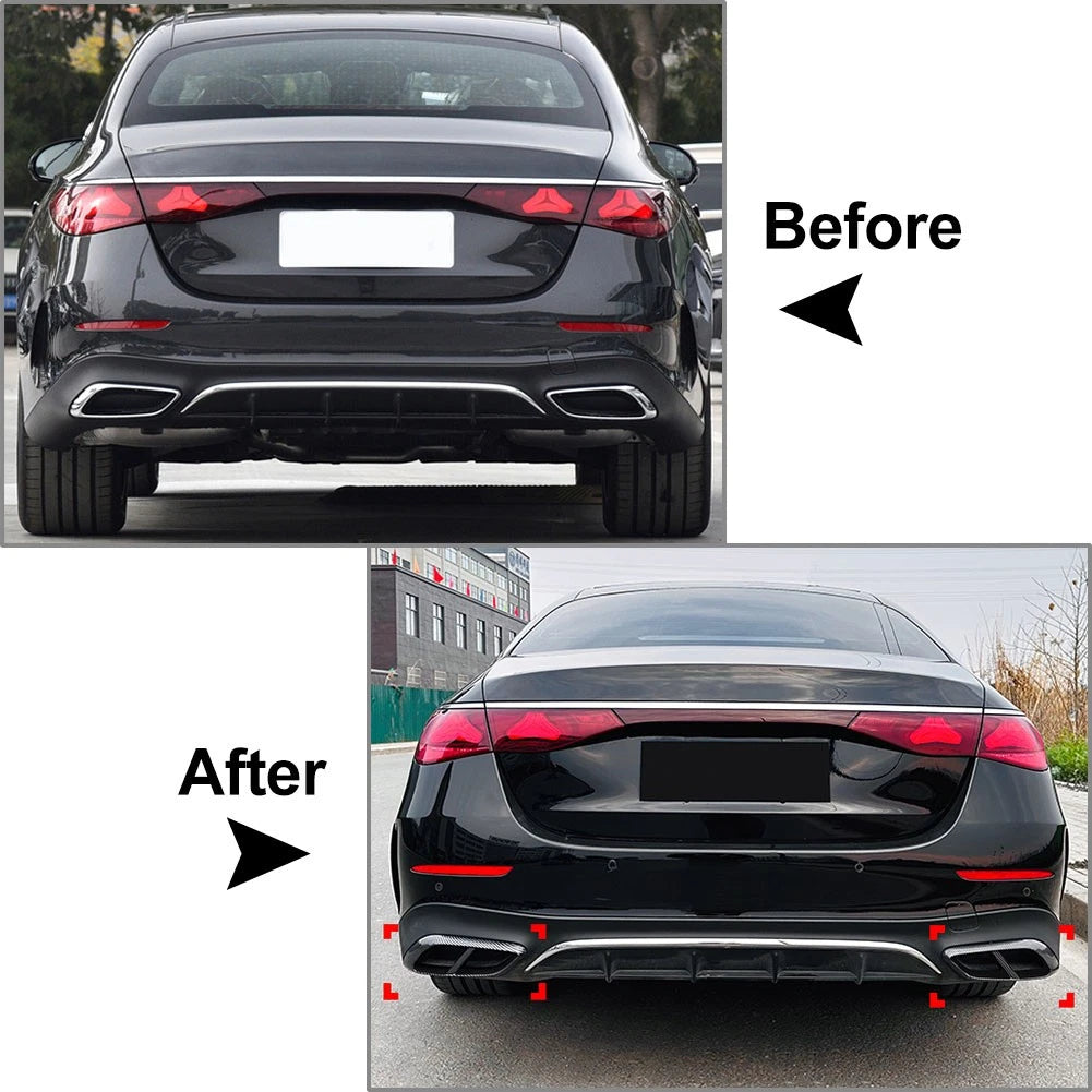 Rear Throat Exhaust Pipe Cover For Mercedes Benz E Class W214 2024+ Glossy Black
