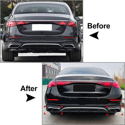 Rear Throat Exhaust Pipe Cover For Mercedes Benz E Class W214 2024+ Glossy Black