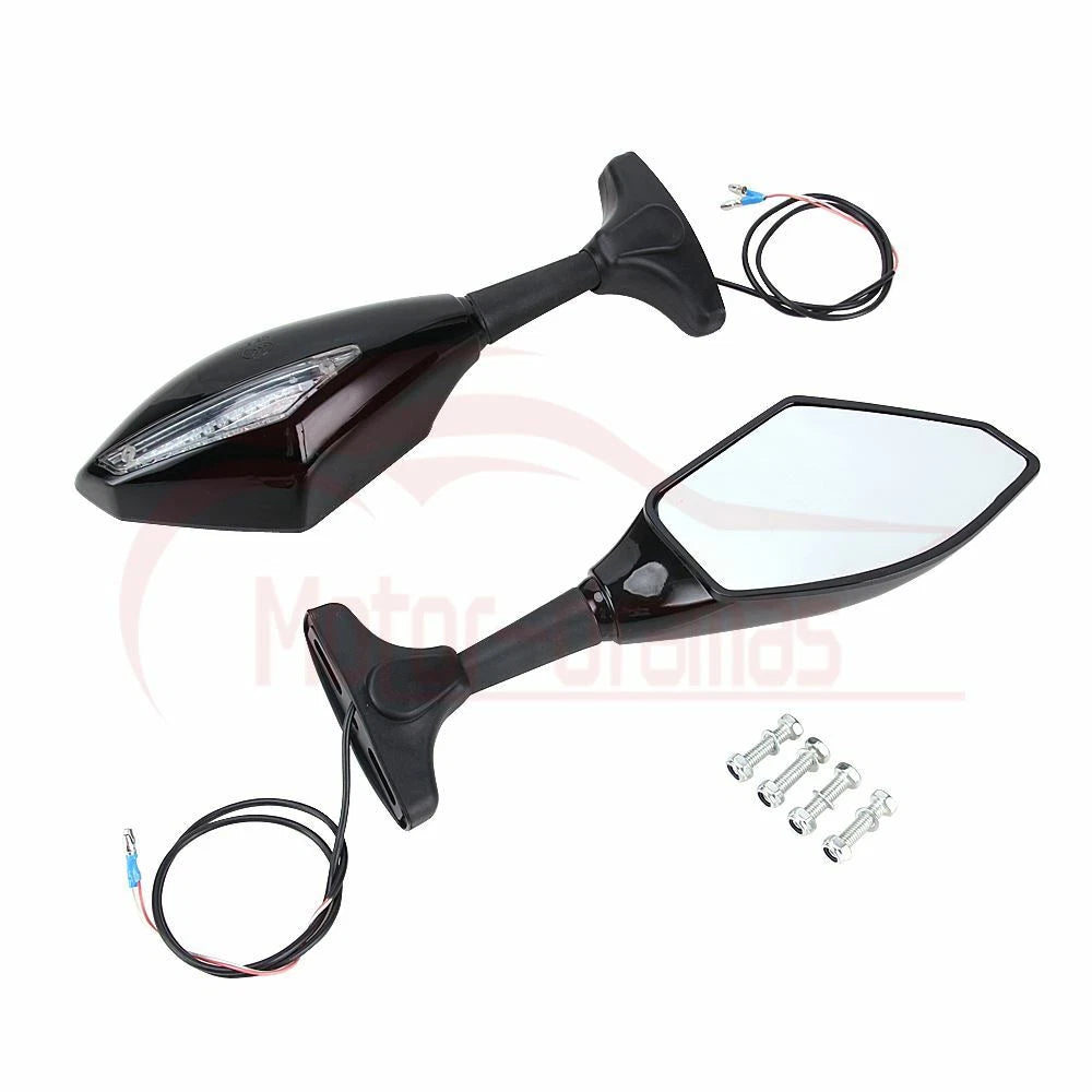 Motorcycle Led Intergrated Turn Signal Side Mirrors for Suzuki Ducati Sport Bike