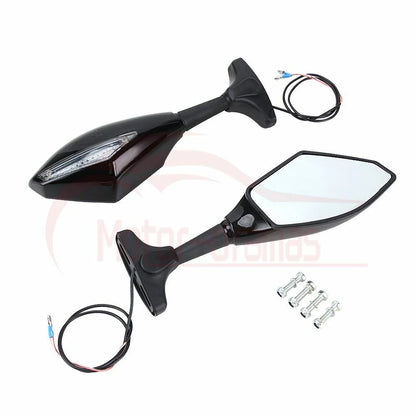 Motorcycle Led Intergrated Turn Signal Side Mirrors for Suzuki Ducati Sport Bike