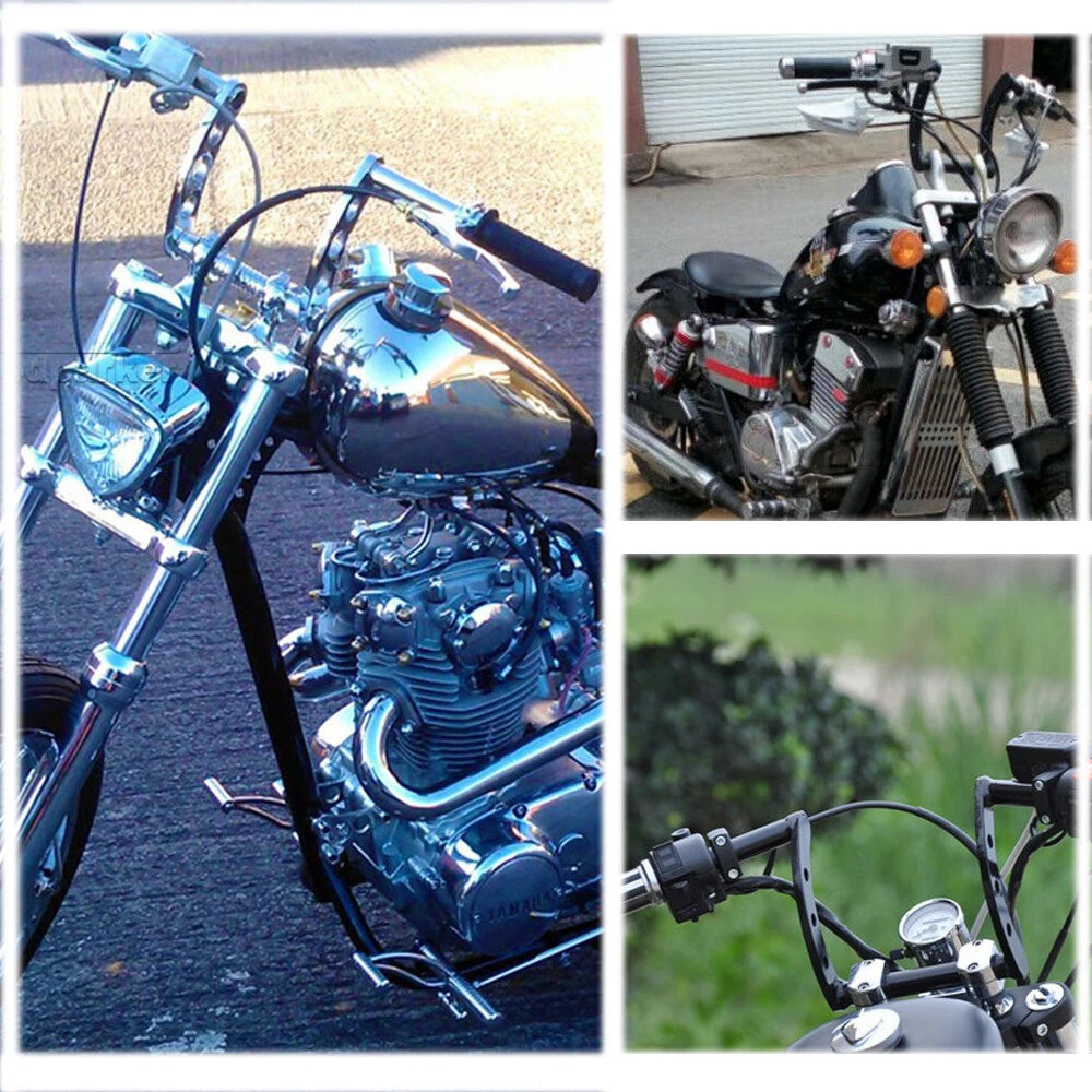 Chrome Z-Bars 1" Riser Handlebars for Harley Sportster Dyna Bobber Motorcycle