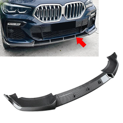 Carbon Fiber Look Front Bumper Splitter Lip For BMW X6 G06 M Sport 2019-2023