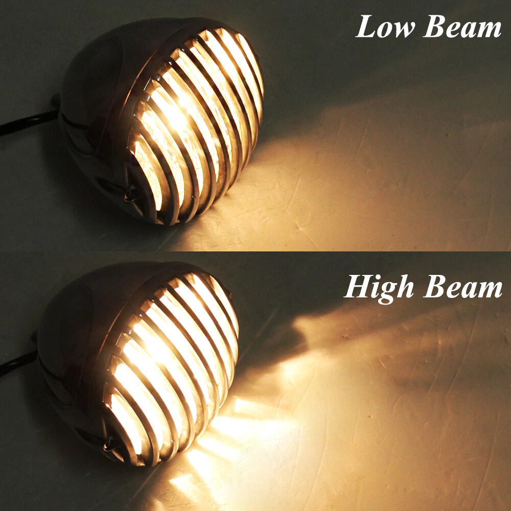 Motorcycle Headlight Finned Grill Aluminum For Harley Chopper Bobber Cafe racer